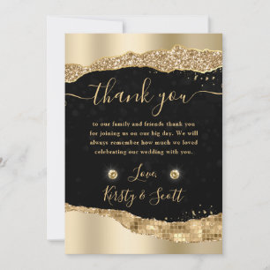 Gold Glitter Glam Tränen Kanten Hochzeit Dankeskarte