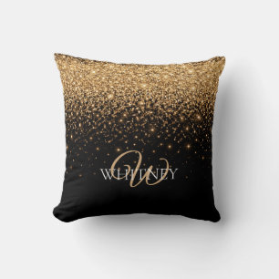 Gold Glitter Glanz Elegante Luxus Textur        Kissen
