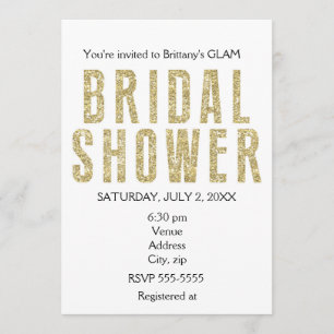 Gold Glitter Glitzy Glam Einladung zum Braut-Showe