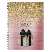 Gold Glitter Gold Gift Black Bow Notizblock (Vorderseite)