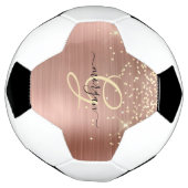 Gold Glitter, Gold Monogram, Black Script Name Fußball (Gedreht)