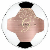 Gold Glitter, Gold Monogram, Black Script Name Fußball (Vorderseite)
