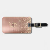 Gold Glitter, Gold Monogram, Black Script Name Gepäckanhänger (Vorderseite horizontal)