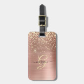 Gold Glitter, Gold Monogram, Black Script Name Gepäckanhänger (Vorderseite vertikal)