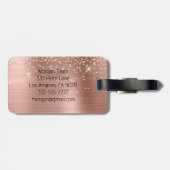 Gold Glitter, Gold Monogram, Black Script Name Gepäckanhänger (Rückseite horizontal)