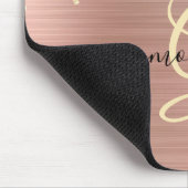 Gold Glitter, Gold Monogram, Black Script Name Mousepad (Ecke)