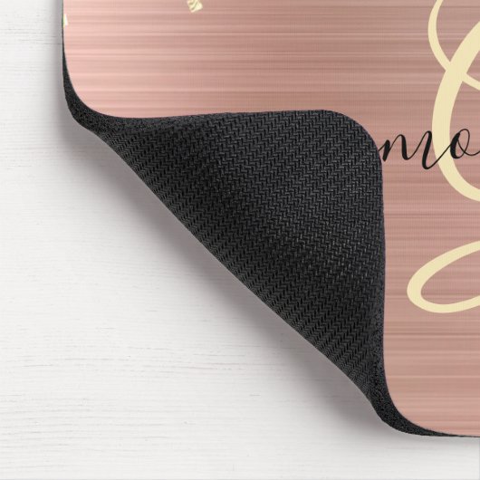Gold Glitter, Gold Monogram, Black Script Name Mousepad (Ecke)