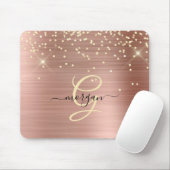 Gold Glitter, Gold Monogram, Black Script Name Mousepad (Mit Mouse)