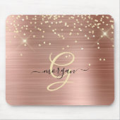 Gold Glitter, Gold Monogram, Black Script Name Mousepad (Vorne)