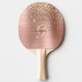 Gold Glitter, Gold Monogram, Black Script Name Tischtennis Schläger (Vorderseite)