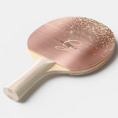 Gold Glitter, Gold Monogram, Black Script Name Tischtennis Schläger (Vorderseite)