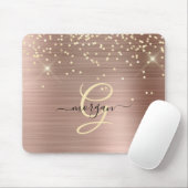 Gold Glitter, Gold Monogramm, Schwarzer Schriftnam Mousepad (Mit Mouse)