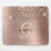 Gold Glitter, Gold Monogramm, Schwarzer Schriftnam Mousepad (Vorne)