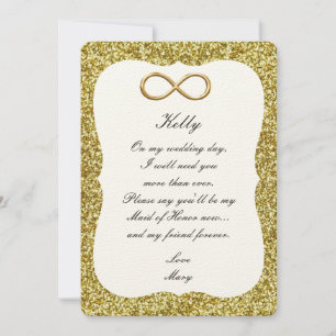 Gold Glitter Gold Unendlich Brautjungfer Karte