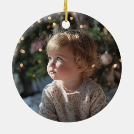 Gold Glitter Green Faux Foil 1st Christmas Photo Keramik Ornament (Hinten)