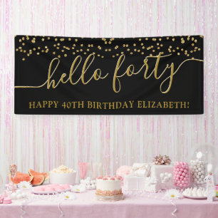 Gold Glitter Hallo Vierzig 40. Geburtstagsfeier Banner