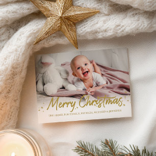 Gold Glitter Handgeschriebene Foto Frohe Weihnacht Postkarte