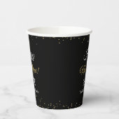 Gold Glitter Happy New Year Black Party Pappbecher (Links)