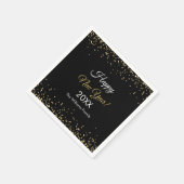 Gold Glitter Happy New Year Black Party Serviette (Ecke)