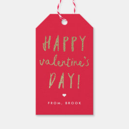 Gold Glitter Happy Valentine's Day  Geschenkanhänger