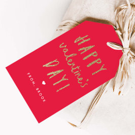 Gold Glitter Happy Valentine's Day  Geschenkanhänger