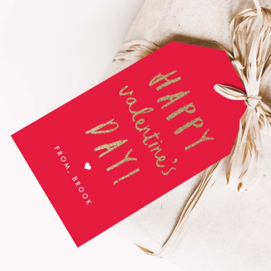 Gold Glitter Happy Valentine's Day  Geschenkanhänger