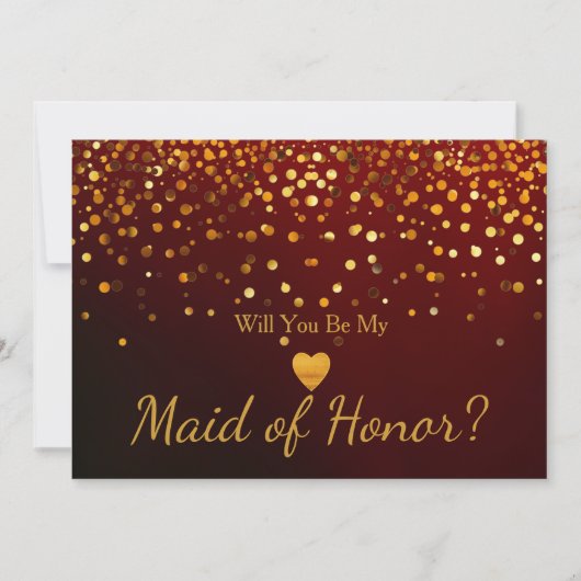 Gold Glitter Heart Faux maid of honor Einladung (Vorderseite)