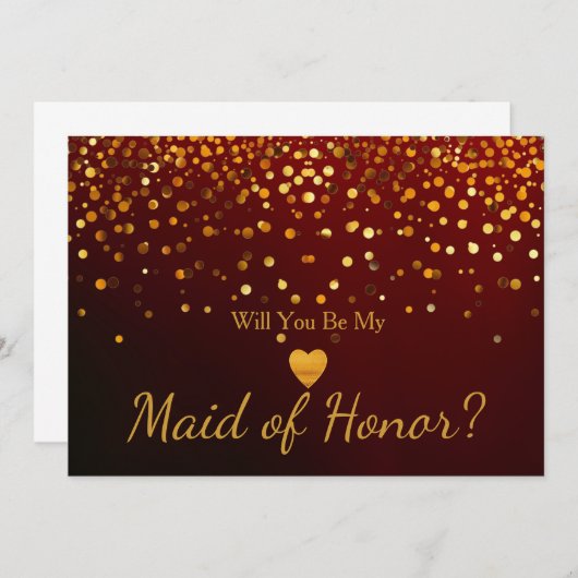 Gold Glitter Heart Faux maid of honor Einladung (Vorne/Hinten)