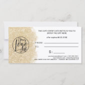 gold glitter heart logo gift certificate (Rückseite)