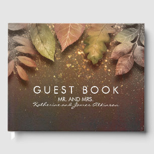 Gold Glitter Herbst Blätter Vintage Hochzeit Gästebuch