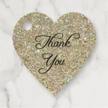 Gold Glitter Herz Danke Favor Tag