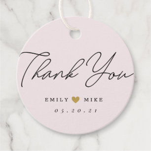 Gold Glitter Herz Hochzeit Danke Pink Geschenkanhänger