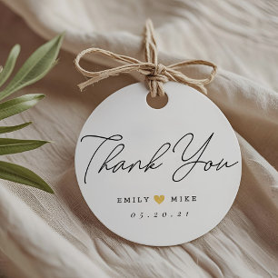 Gold Glitter Herz Hochzeit Danke Rund Geschenkanhänger
