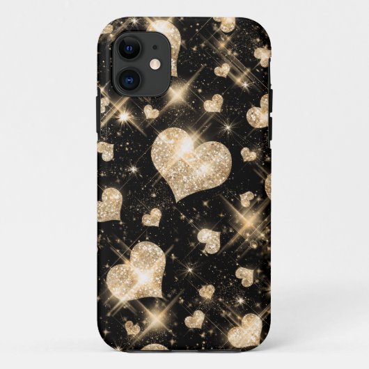 Gold Glitter Herzen Case-Mate iPhone Hülle (Rückseite)
