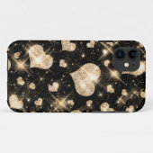 Gold Glitter Herzen Case-Mate iPhone Hülle (Rückseite (Horizontal))
