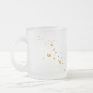 Gold Glitter Herzen Glas-Mug Mattglastasse