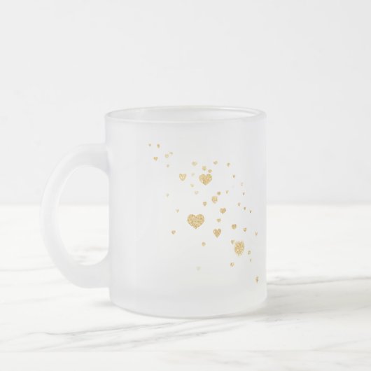 Gold Glitter Herzen Glas-Mug Mattglastasse (Links)
