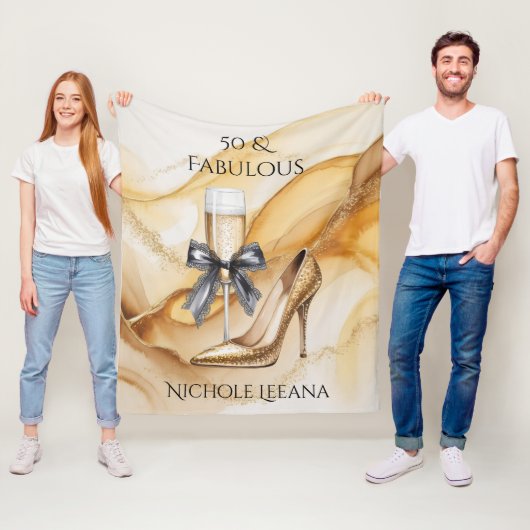 Gold Glitter High Heel 50 & Fabulous Birthday Fleecedecke (Beispiel)