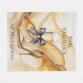 Gold Glitter High Heel 50 & Fabulous Birthday Fleecedecke (Vorderseite (Horizontal))