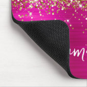 Gold Glitter Hot Pink Glam Name Mousepad (Ecke)