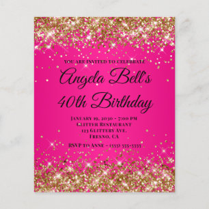Gold Glitter Hot Pink Ombre Fancy Monogram 40. Flyer