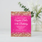 Gold Glitter Hot Pink Ombre Fancy Monogramm (Stehend Vorderseite)