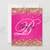 Gold Glitter Hot Pink Ombre Fancy Monogramm 40. (Rückseite)