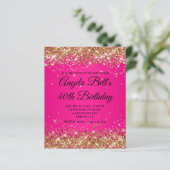 Gold Glitter Hot Pink Ombre Fancy Monogramm 40. (Stehend Vorderseite)