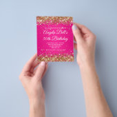 Gold Glitter Hot Pink Ombre Fancy Monogramm Flyer (Gruppe)