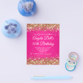 Gold Glitter Hot Pink Ombre Fancy Monogramm Flyer (Einzeln)