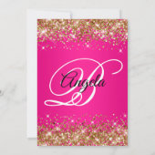 Gold Glitter Hot Pink Ombre Monogram 18th Birthday Einladung (Rückseite)