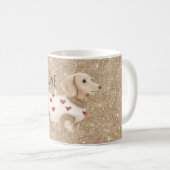Gold Glitter Hunde Herz Pullover Kaffeetasse (VorderseiteRechts)