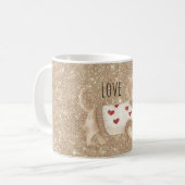 Gold Glitter Hunde Herz Pullover Kaffeetasse (Vorderseite Links)