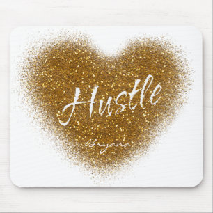 Gold Glitter HUSTLE Herz personalisierte Mauspad
